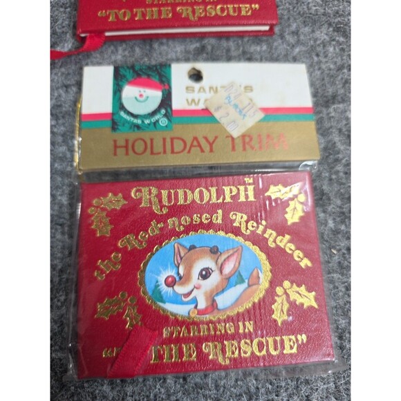 2 Miniature Book & Ornament "Rudolph The Red-Nosed Reindeer" by Kurt Adler 1980 - Picture 2 of 7
